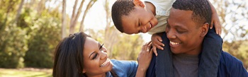HDHP Mom, father and son outdoors