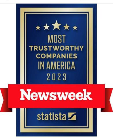 Newsweek most trustworthy companies in America 2023 logo